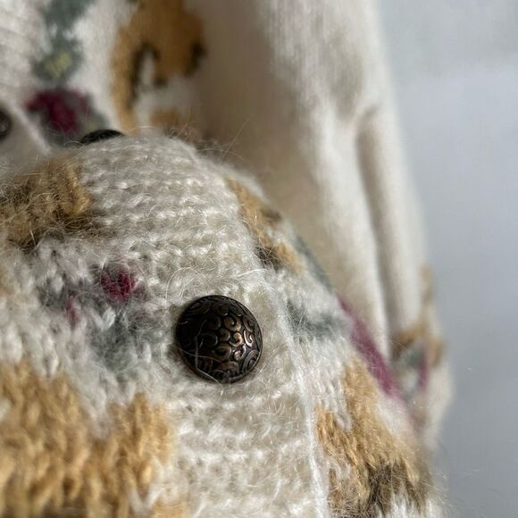 Vintage Express Le Internationale Mohair Cardigan Baroque Floral Knit Fits M-L - Picture 10 of 12